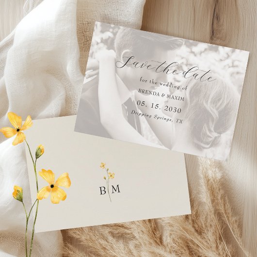 Ivory Minimalist Photo Wedding Save The Date