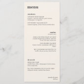 Ivory Minimalist Plated Dinner Wedding Reception Menu (Voorkant)