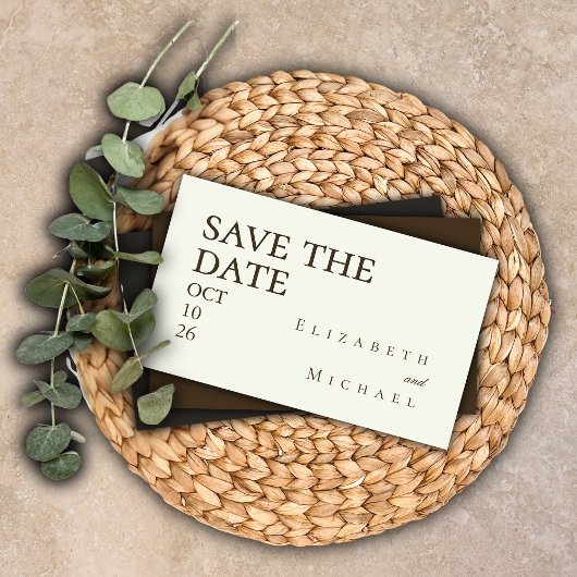 Ivory Minimalist Wedding Boho Save the Date QRCode Informatiekaartje