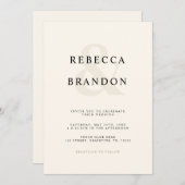 Ivory minimalistisch ampersand, alles in één bruil kaart (Voorkant / Achterkant)