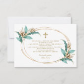 Ivory Mint Floral Gracias Con Oración Bautizo Bedankkaart (Voorkant)