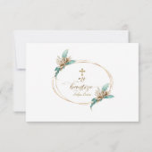 Ivory Mint Floral Gracias Con Oración Bautizo Bedankkaart (Achterkant)