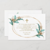 Ivory Mint Floral Gracias Con Oración Bautizo Bedankkaart (Voorkant / Achterkant)