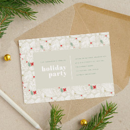 Ivory Modern Festive Botanical Holiday Party Feestdagenkaart