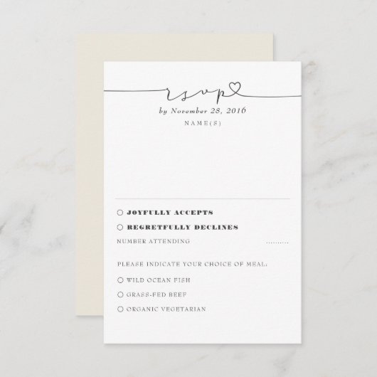 Ivory Modern Minimal Wedding RSVP (Voorkant / Achterkant)