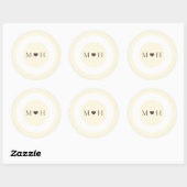 Ivory Modern Monogram Heart Wedding Favor Ronde Sticker (Vel)