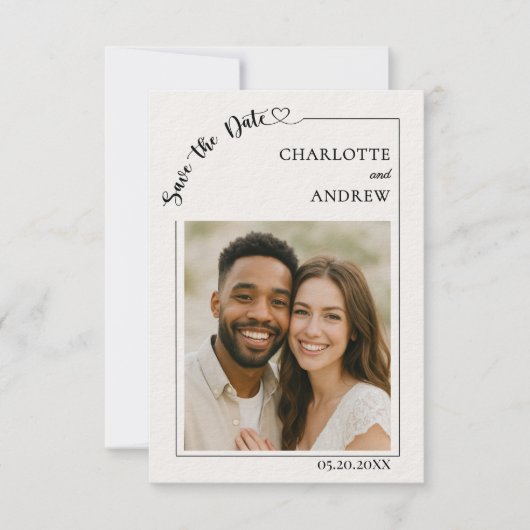 Ivory modern photo wedding luxury Save the Date (Voorkant)