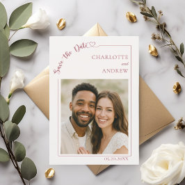 Ivory modern photo wedding Save the Date