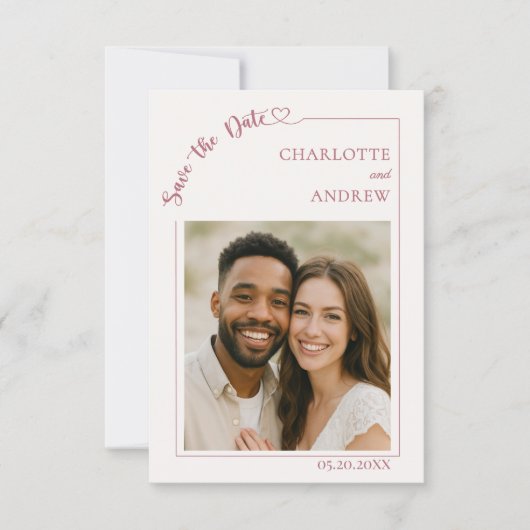 Ivory modern photo wedding Save the Date (Voorkant)