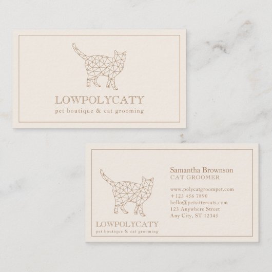 Ivory modern Polygononisch Kat Visitekaartje (Voorkant / Achterkant)