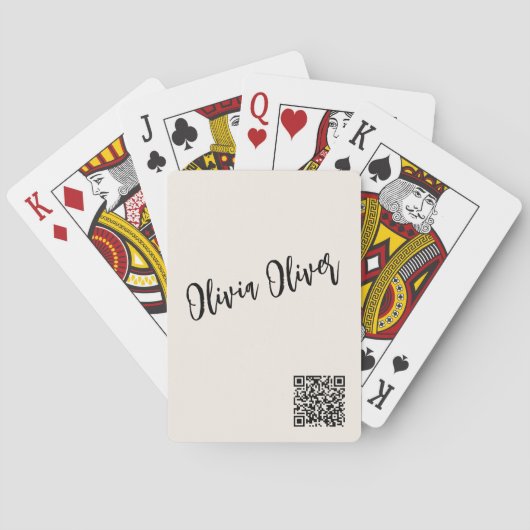 Ivory Modern Script Business Branding QR Code Pokerkaarten (Achterkant)