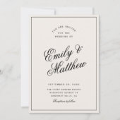 Ivory Modern Script Trouwuitnodiging Kaart (Voorkant)