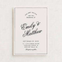 Ivory Modern Script Trouwuitnodiging Kaart