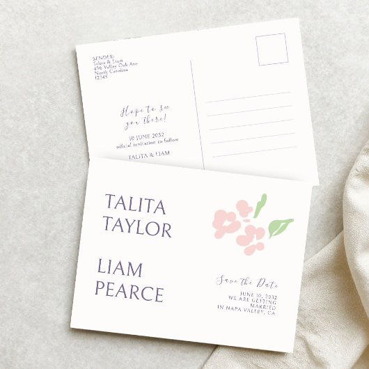 Ivory | Moderne Minimale Bloemige Trouw Briefkaart