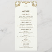 Ivory Monogram Baroque Christian Wedding Menu (Voorkant)