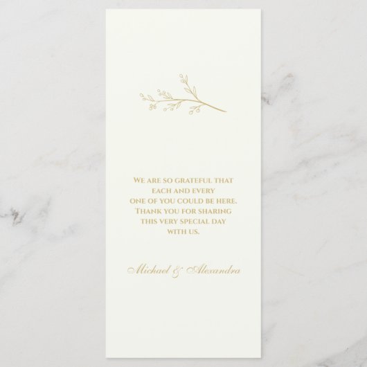 Ivory Monogram Botanical Minimalist Wedding Menu (Achterkant)