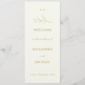 Ivory Monogram Botanical Minimalist Wedding Programmakaart (Voorkant)