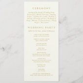 Ivory Monogram Botanical Minimalist Wedding Programmakaart (Achterkant)