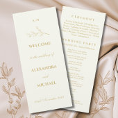 Ivory Monogram Botanical Minimalist Wedding Programmakaart