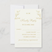 Ivory Monogram Botanical Wedding RSVP Card (Voorkant)