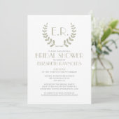Ivory Monogram Bridal Shower Invitations Kaart (Staand voorkant)