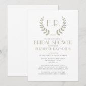 Ivory Monogram Bridal Shower Invitations Kaart (Voorkant / Achterkant)