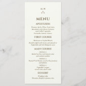 Ivory Monogram Pearl Christian Wedding Menu (Voorkant)