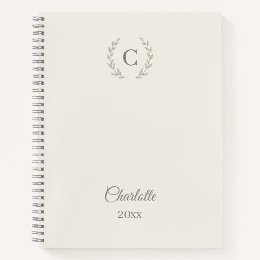 Ivory Monogram Personalized Quiet Luxury Journal Notitieboek (Voorkant)
