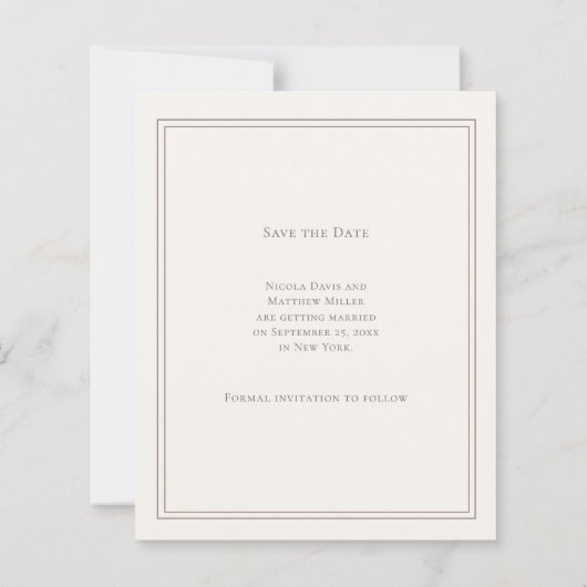 Ivory monogrammed wreath wedding Save the Date  (Achterkant)