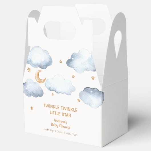 Ivory Moon Stars Twinkle Boy Baby shower Bedankdoosjes (Geopend)