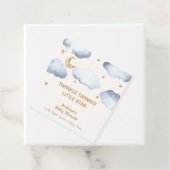 Ivory Moon Stars Twinkle Boy Baby shower Bedankjes Labels (In situ)