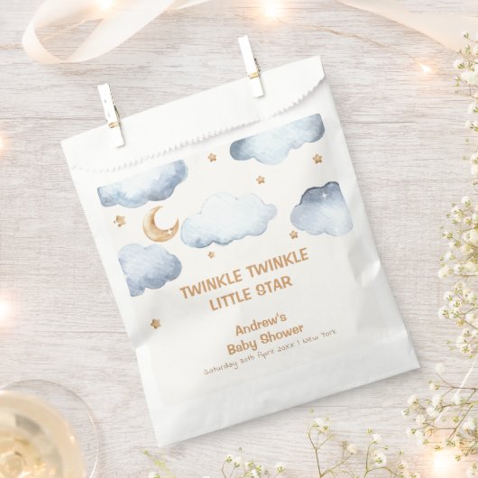 Ivory Moon Stars Twinkle Boy Baby shower Bedankzakje (Geknipt)