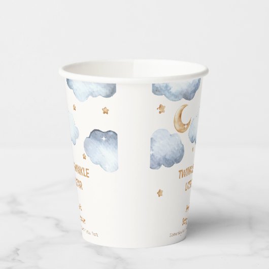 Ivory Moon Stars Twinkle Boy Baby shower Papieren Bekers (Links)