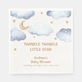 Ivory Moon Stars Twinkle Boy Baby shower Servet