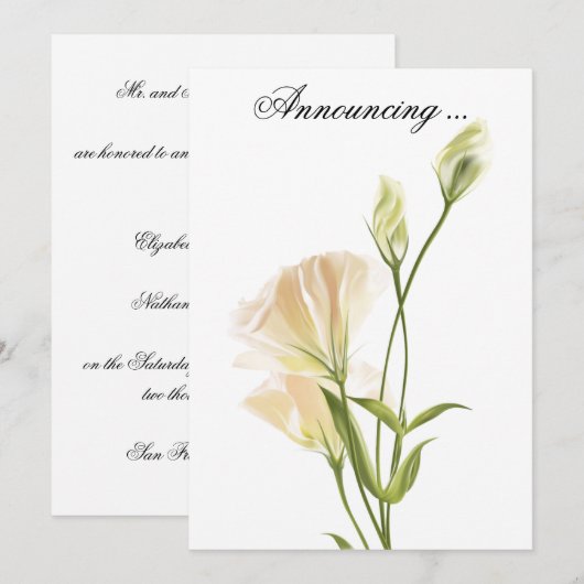Ivory MoonFlower Wedding Nocement Kaart (Voorkant / Achterkant)