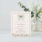 Ivory muted green bow florals birthday invitation (Staand voorkant)