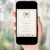 Ivory muted green bow florals birthday kaart