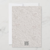 Ivory namaak blind reliëf roos trouw QR-code Kaart (Achterkant)