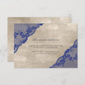 Ivory Navy Blue Lace Wedding Hotel Accomodation Informatiekaartje (Voorkant / Achterkant)