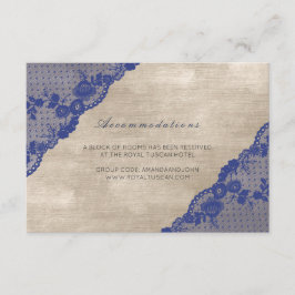 Ivory Navy Blue Lace Wedding Hotel Accomodation Informatiekaartje