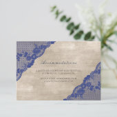 Ivory Navy Blue Lace Wedding Hotel Accomodation Informatiekaartje (Staand voorkant)