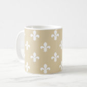 Ivory Neutral Fleur de Lys Koffiemok (Voorkant links)