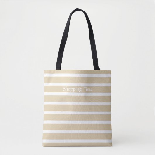 Ivory Neutrale Stripes Tote Bag (Voorkant)