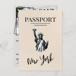 Ivory New York City Passport Bewaar de datum Save The Date