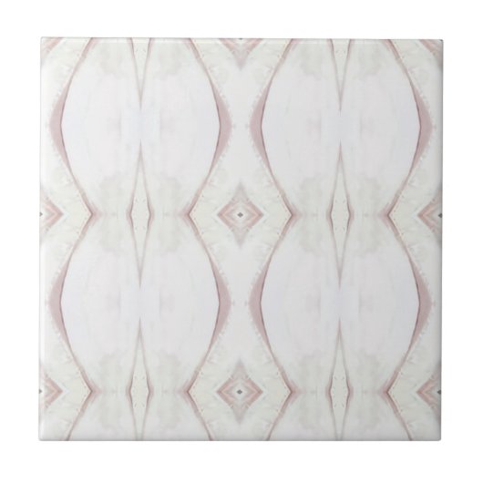 Ivory off-white roze geometrische kunstontwerpdeco tegeltje (Voorkant)