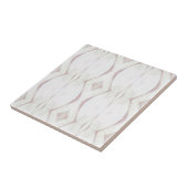 Ivory off-white roze geometrische kunstontwerpdeco tegeltje (Zijkant)