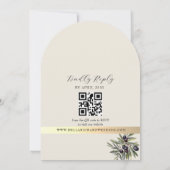 Ivory Olive Arched Photo Monogram Wedding Kaart (Achterkant)