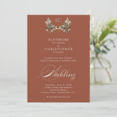 Ivory Olive Branch Monogram Photo Wedding  Kaart (Staand voorkant)