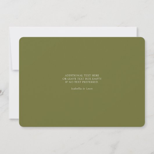 Ivory & Olive Green Rose Save the Date Kaart (Achterkant)
