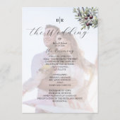 Ivory Olive Monogram Photo Wedding Program Programmakaart (Voorkant)